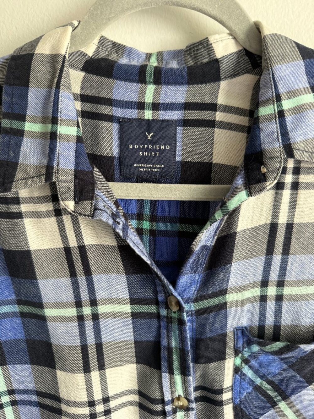 American Eagle Plaid Boyfriend 100% Cotton Shirt Size M - EUC